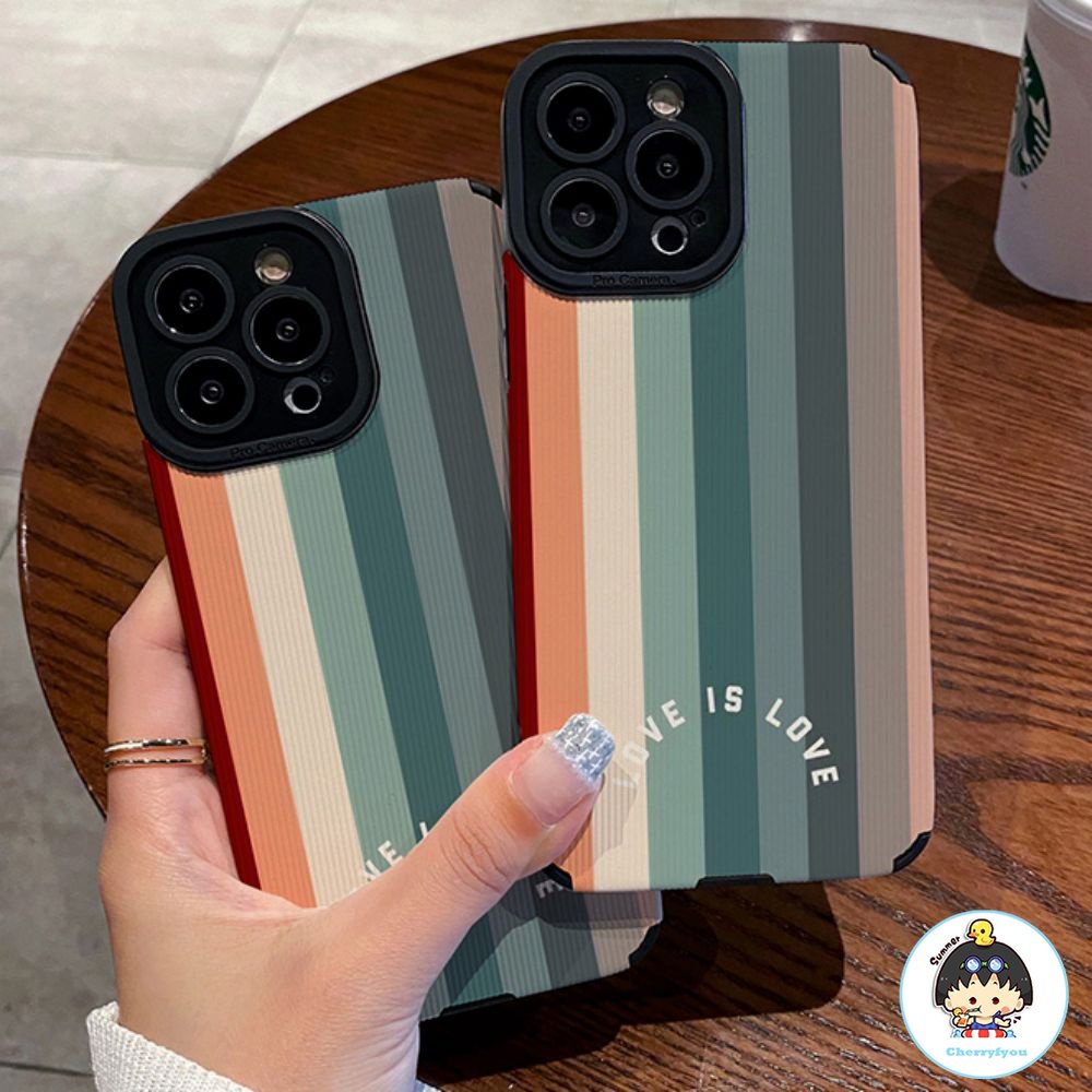 Ốp Điện Thoại Da Giả Viền Màu Cầu Vồng Cho IPhone 14 13 12 11 Pro Max X XR 8 7 Plus SE