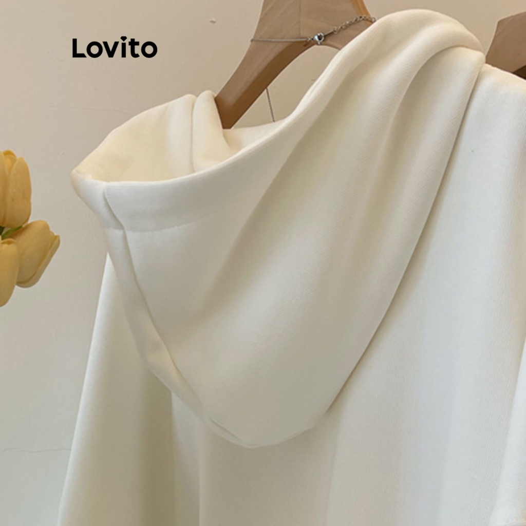 Áo khoác Lovito thêu dây kéo trơn phong cách thường ngày cho nữ LNE11110 (màu trắng)