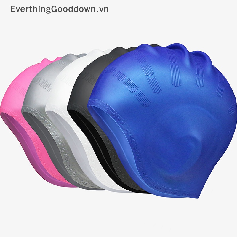 Everthinggooddown Mũ Bơi Silicon Độ Co Giãn Cao Chống Thấm Nước Bảo Vệ Tai Cho Nam Và Nữ