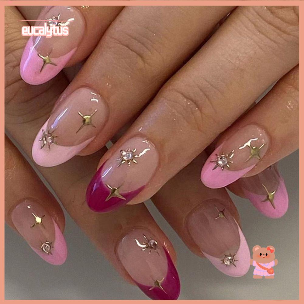 EUTUS Set 24 Móng Tay Giả Dạng Nhấn Phong Cách Pháp Diy