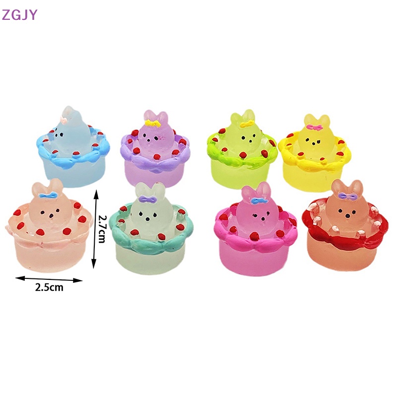 Set 2 Móc Khóa Hình Thỏ Và Bánh Kem Bằng Nhựa Resin Phát Quang DIY Mới