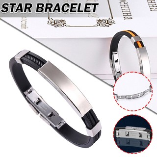 New 1pc Men's Titanium Steel Silicone Bracelet Stainless Steel Bracelet Gift