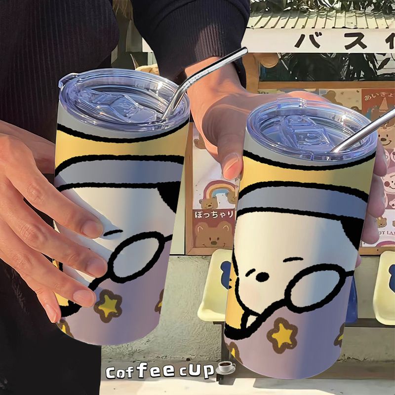 Bình Nước Giữ Nhiệt Bằng Thép Không Gỉ Hình Melody Pacha Dog Kèm Ống Hút