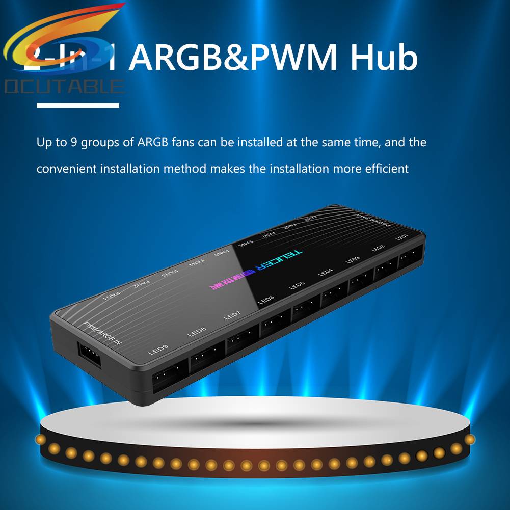 Bộ ChuyểN ĐổI 5V 3 Pin ARGB Fan 4Pin PWM HUB 1 Sang 9 HUB