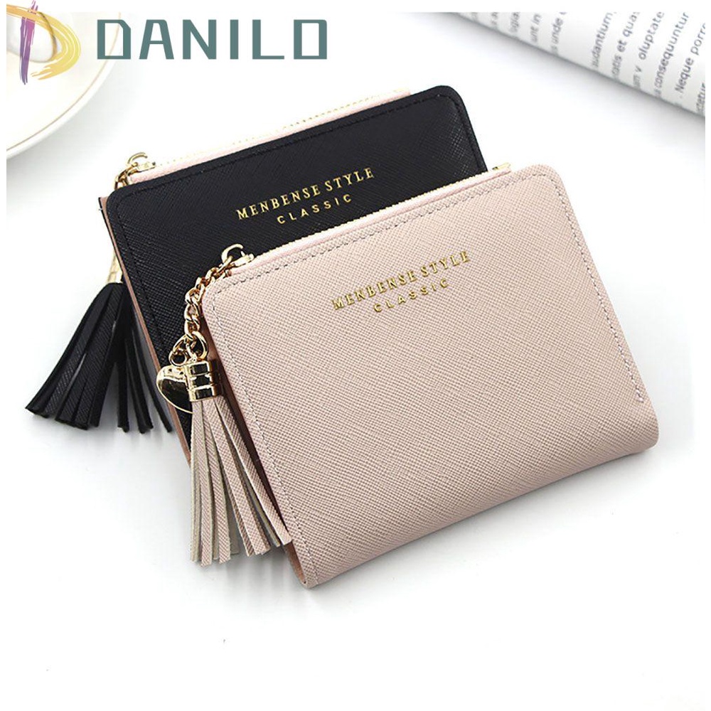 DANILO Ví Da PU Đa Năng Màu Trơn Họa Tiết Trái Tim Xinh Xắn Cho Nữ