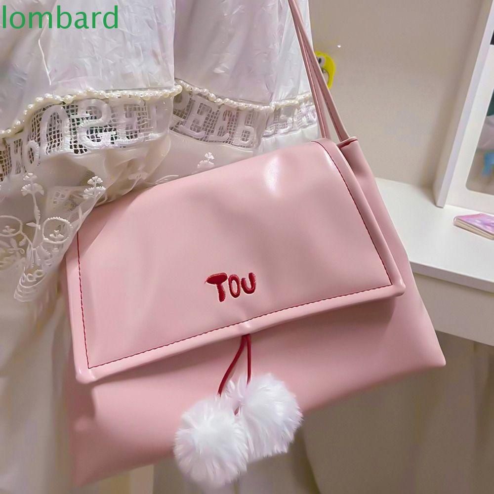 Túi Xách Da PU Màu Hồng In Chữ Thời Trang Dành Cho Nữ