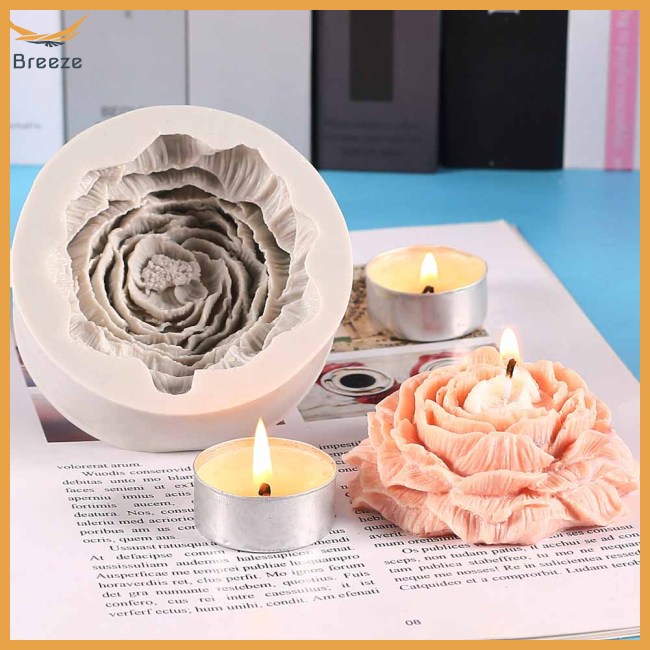 Khuôn Silicone Làm Nến / Xà Phòng Hình Hoa Mẫu Đơn 3d Diy