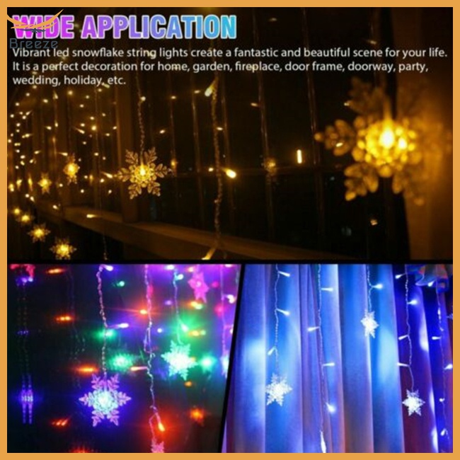 Dây Đèn Led 96 Bóng Hình Bông Tuyết 8 Chế Độ Sáng Chống Thấm Nước Trang Trí Cửa Sổ Tiện Dụng