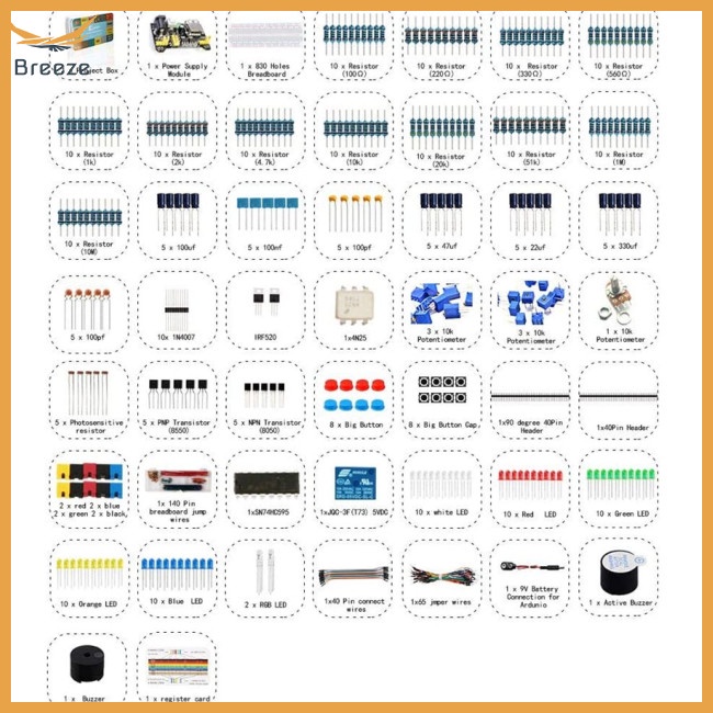 1 Hộp Mạch Điện Tử Bộ Dụng Cụ Khởi Động Cơ Bản Diy 140 Dây