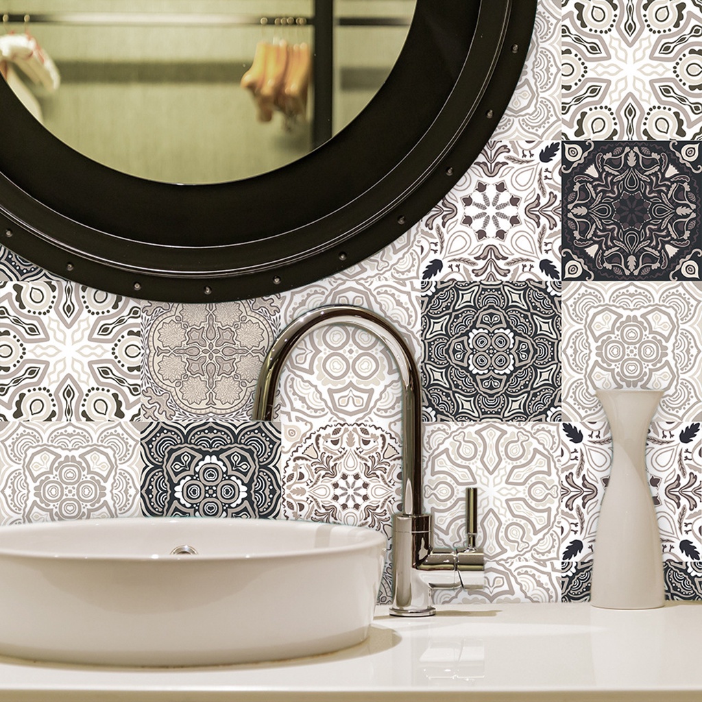 Bộ 10 Miếng Dán Tường Bằng PVC Chống Ẩm Chống Trượt Trang Trí Nội Thất DIY