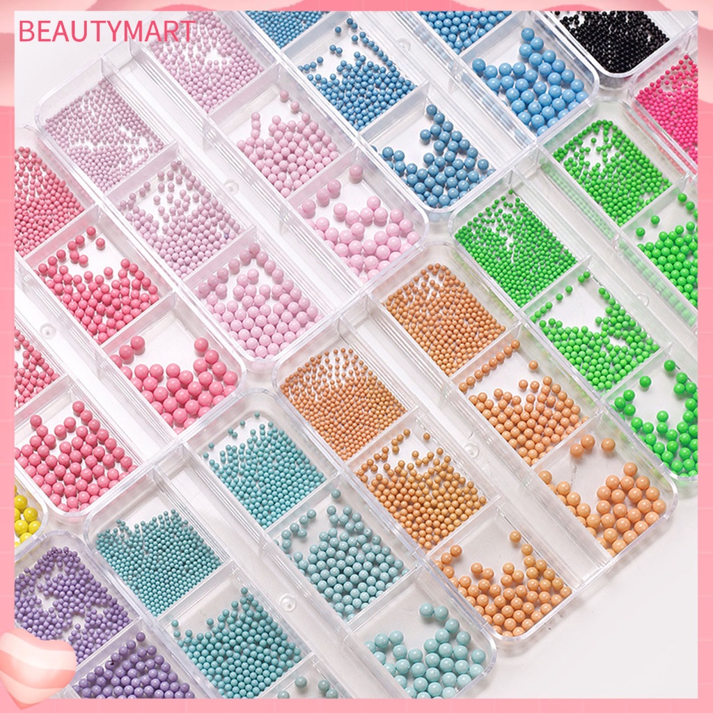 Hộp Hạt 3D Màu Trơn Tự Trang Trí Móng Tay Nghệ Thuật