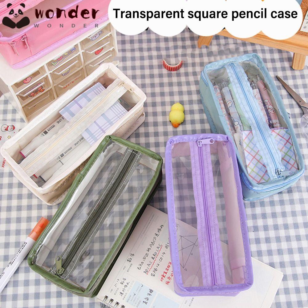 WONDER Túi Đựng Bút Chống Bụi Bẩn Chống Thấm Nước Hình Vuông Sức Chứa Lớn