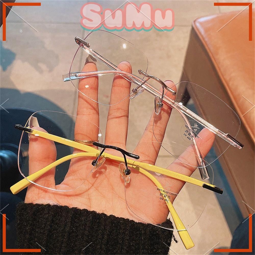 Mắt Kính Gọng Kim Loại Chống Ánh Sáng Xanh Không Gọng Phong Cách Cổ Điển Cho Nữ