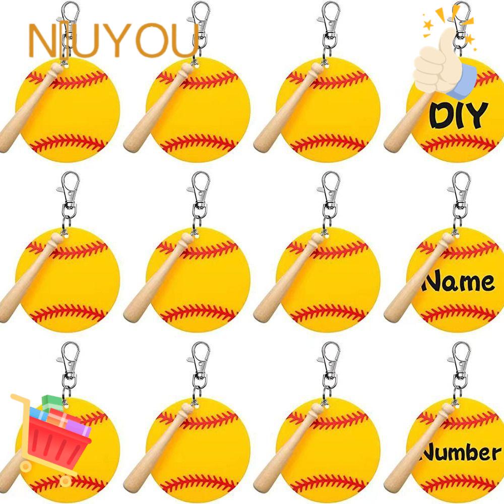 NIUYOU Set 12 Móc Khóa Bóng Chày DIY Bằng Acrylic Thể Thao