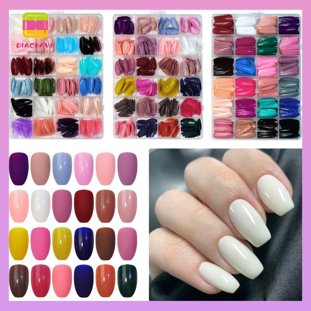 DIACHAVN Bộ 576 Móng Tay Giả Che Phủ Toàn Diện Màu Trơn DIY