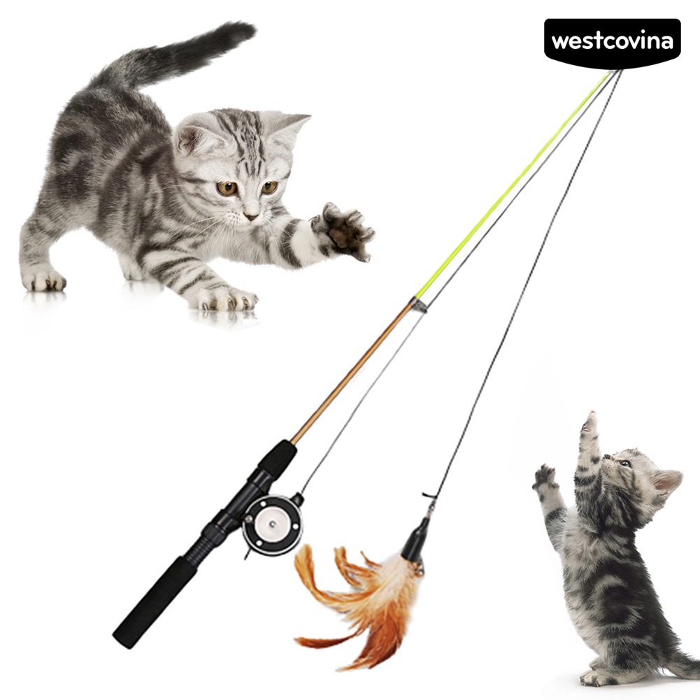 [COD]♞Cần Câu Gắn Lông Vũ Có Thể Thu Gọn Tiện Dụng Cho Mèo Cưng