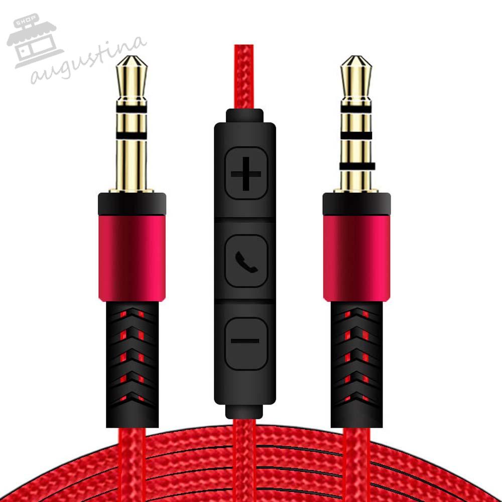 AUGUSTINA Dây Cáp Âm Thanh Nối Cổng Đực Với Cổng Đực Với Giắc Cắm Tai Nghe Mạ Nylon Bện Điều Khiển Âm Lượng Cho Xe Hơi