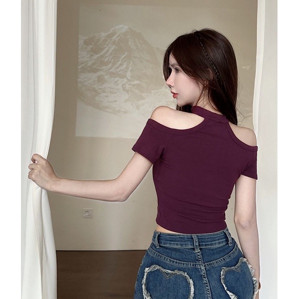 Áo Thun Tay Ngắn Màu Sắc Đơn Giản Phong Cách Hàn Quốc Cho Nữ