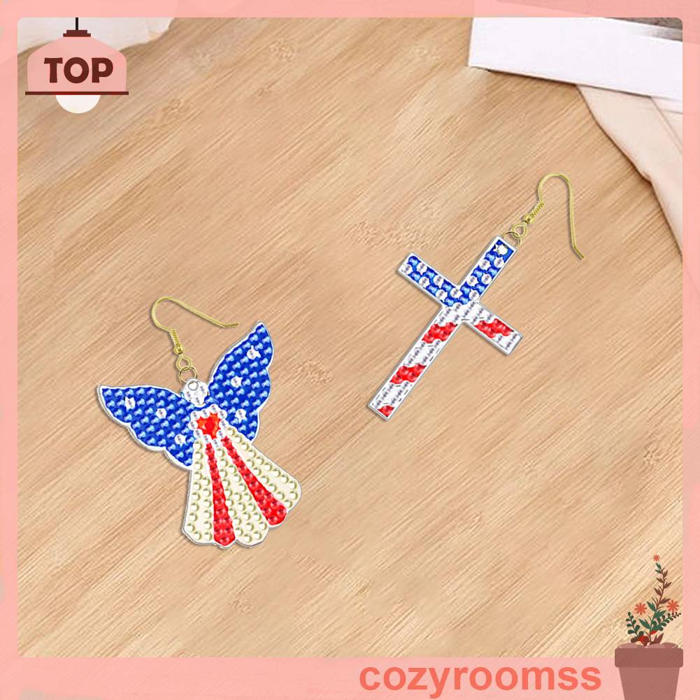 Set 2 Đôi Bông Tai Đính Hạt Kim Cương Giả Hình Dạng Đặc Biệt DIY