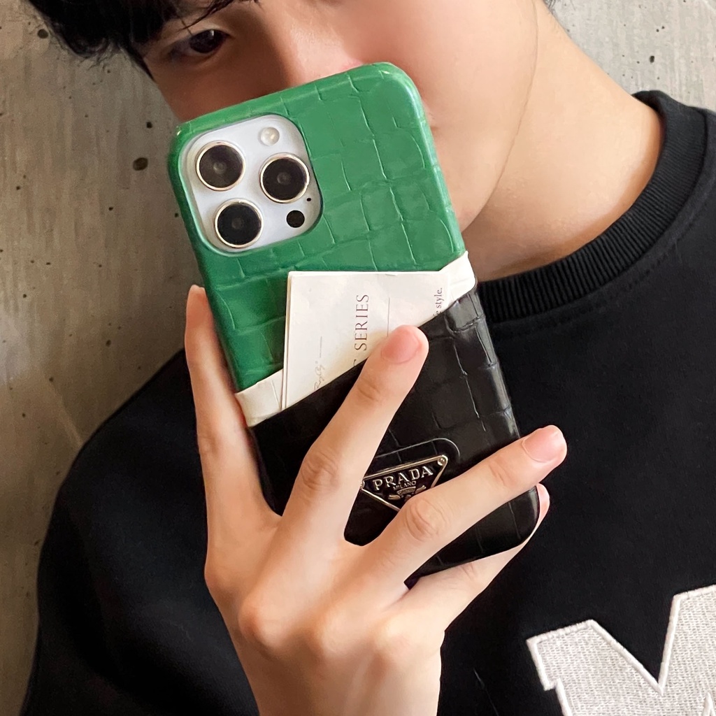 Ốp Điện Thoại Da Cá Sấu Sang Trọng Có Ngăn Đựng Thẻ Cho iPhone 14 Pro Max 11 12 13promax