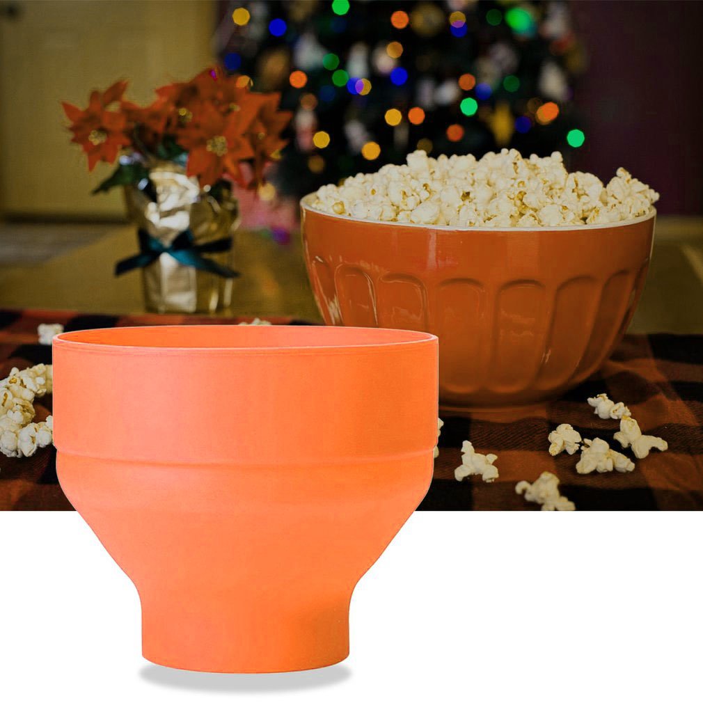 =Christmas=Microwave Foldable Popcorn Bucket Silicone Popcorn Bowl Creative Bucket