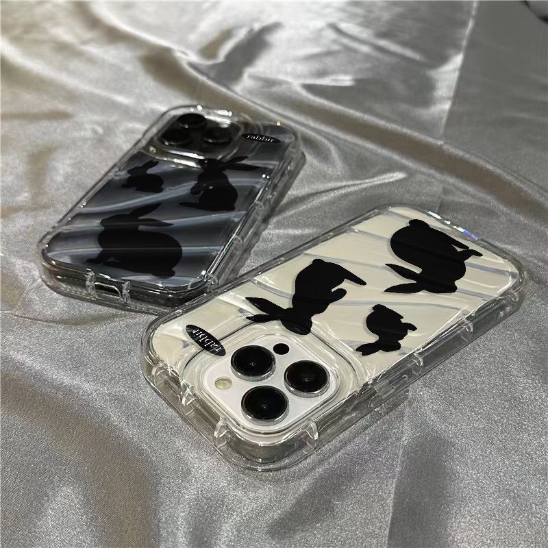 Ốp Điện Thoại Dẻo Trong Suốt Họa Tiết Chú Thỏ Đen Dễ Thương Cho iPhone14promax xr 460B 8 1312 / 11plus 7sins / / 14