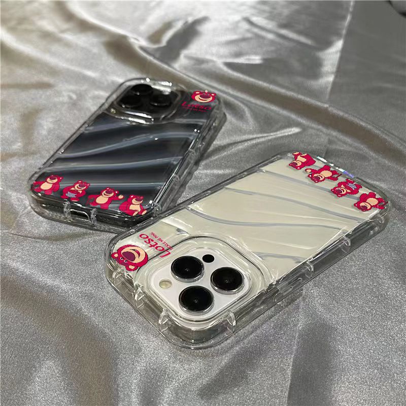 Ốp Điện Thoại Dẻo Trong Suốt Họa Tiết Chú Gấu / Dâu Tây Dễ Thương Cho iPhone14promax7 / 11 xrplus1312 / 12PZ
