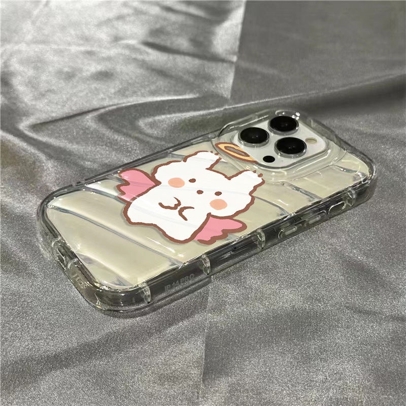 Ốp Điện Thoại Mềm Trong Suốt Họa Tiết Cánh Và Thỏ Dễ Thương Cho Iphone 14Promax 1312 / 11 7 / 8plus xr / sins EB7E