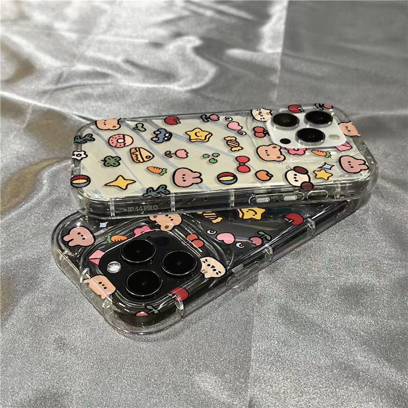 Ốp Điện Thoại Mềm Trong Suốt Họa Tiết Gấu Và Bánh Kem Dễ Thương Cho iPhone14promax 1312 / 11 7 / 8plus xr / sins ELJ9