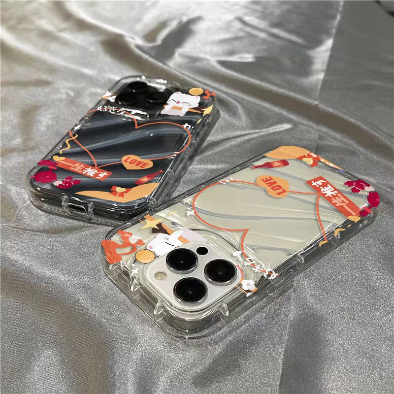 Ốp Điện Thoại Mềm Trong Suốt Họa Tiết Quả Cam / Trái Tim Dễ Thương Cho iPhone14promax 1312 / 11 7 / 8plus xr / sins OR6H
