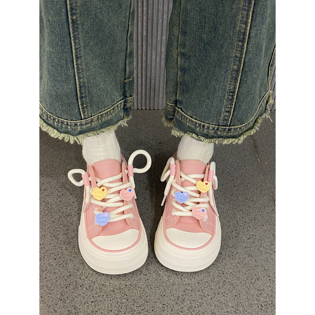 Giày Thể Thao Vải Bạt Thời Trang Hàn Cho Nữ  giày nữ giày thể thao  nữ giày sneaker Giày màu hồng
