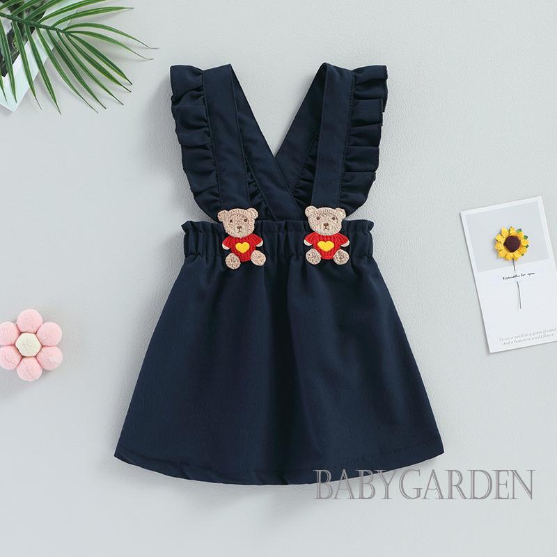 Đầm Yếm Sát Nách Dáng Chữ A In Hình Gấu Dễ Thương Thời Trang Mùa Hè Cho Bé Gái / 6 Tháng - 5 Tuổi