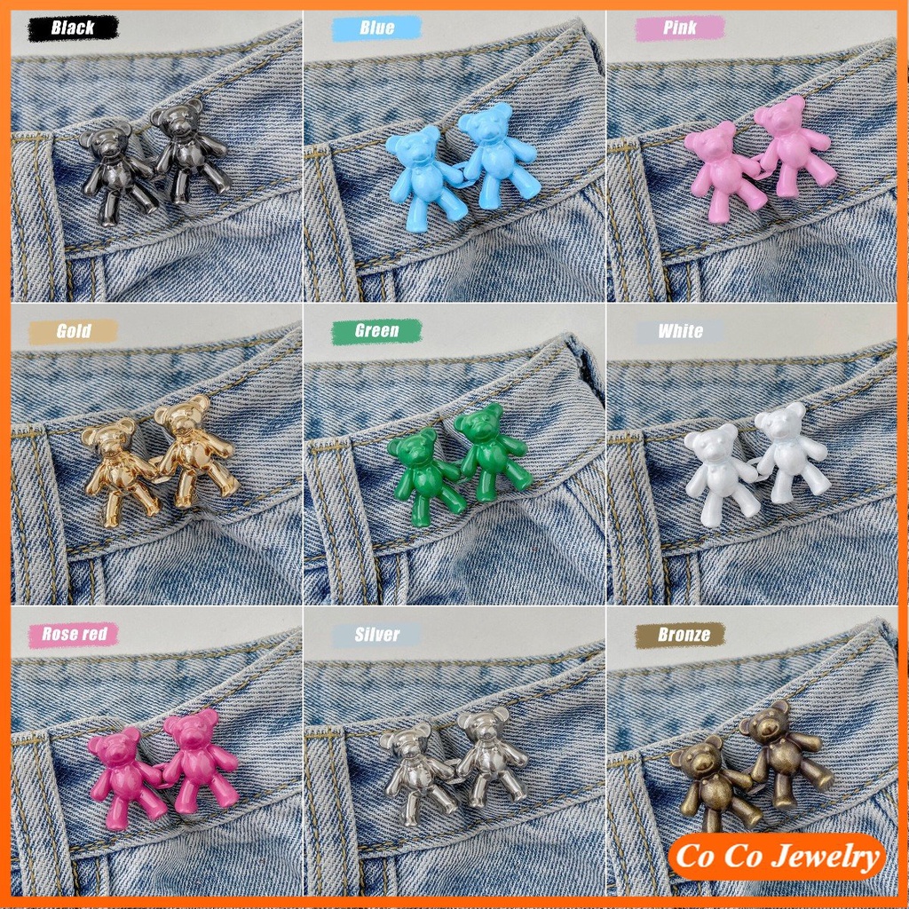 JOJO COCO Set 2 Ghim Cài Thắt Lưng Quần Dài Bó Sát Thắt Lưng Tay Gấu Không Cần Đục Lỗ