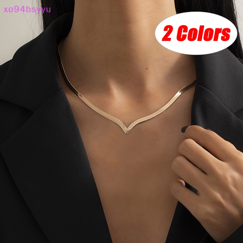 Vòng Cổ Choker Xo94Bsyu Lưỡi Phẳng Bằng Kim Loại Đơn Giản