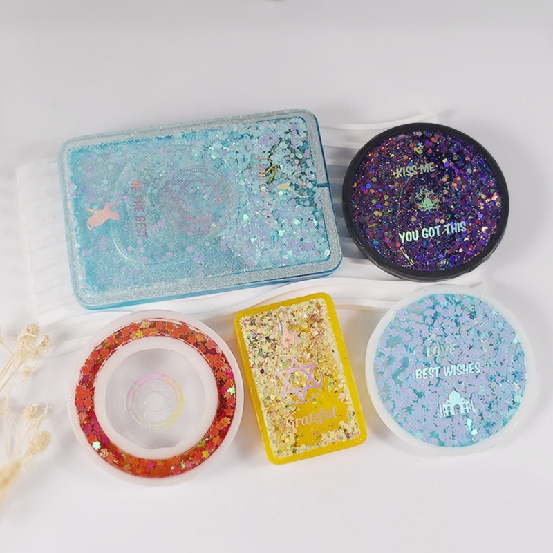 Khuôn Silicone Làm Khung Ảnh Hình Học Phối Cát Chảy Độc Đáo DIY