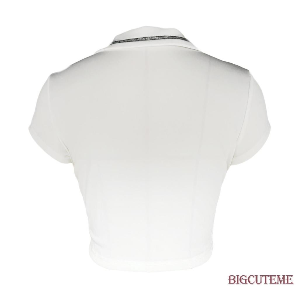 Áo Thun Crop Top Tay Ngắn Dáng Ôm Thời Trang Mùa Hè Xinh Xắn Cho Nữ