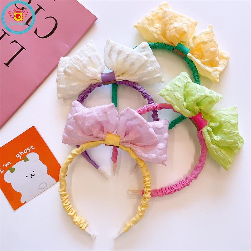 Băng Đô Nơ Cài Tóc Ba Chiều Bằng Vải Màu Trơn Đơn Giản Phong Cách Hàn Quốc Dành Cho Mẹ Và Bé