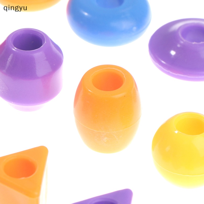 Bộ 50 Hạt Nhựa Hình Học Xỏ Dây Vui Nhộn Cho Bé