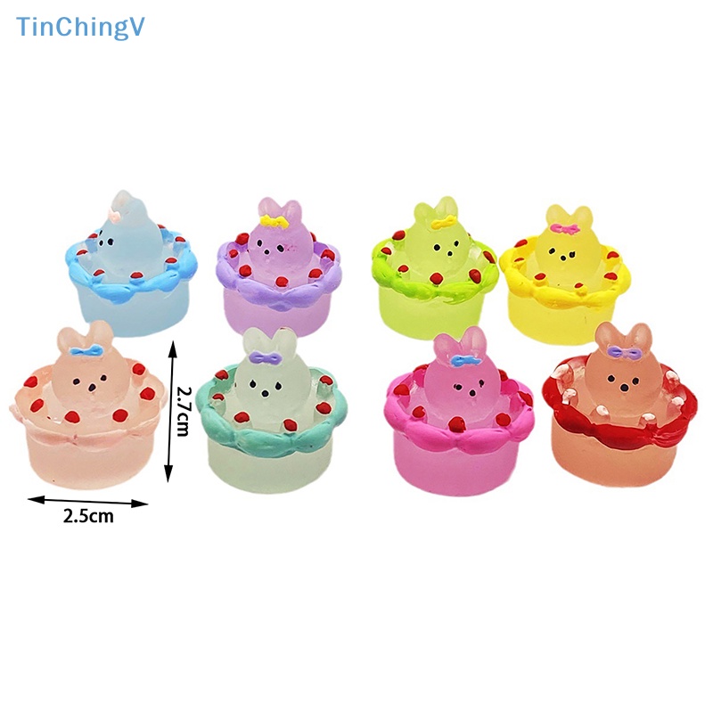[TinChingV] Bộ 2 Sản Phẩm Mặt Dây Chuyền / Móc Khóa / Điện Thoại Hình Bánh Kem Mini Bằng Nhựa Resin Dạ Quang DIY