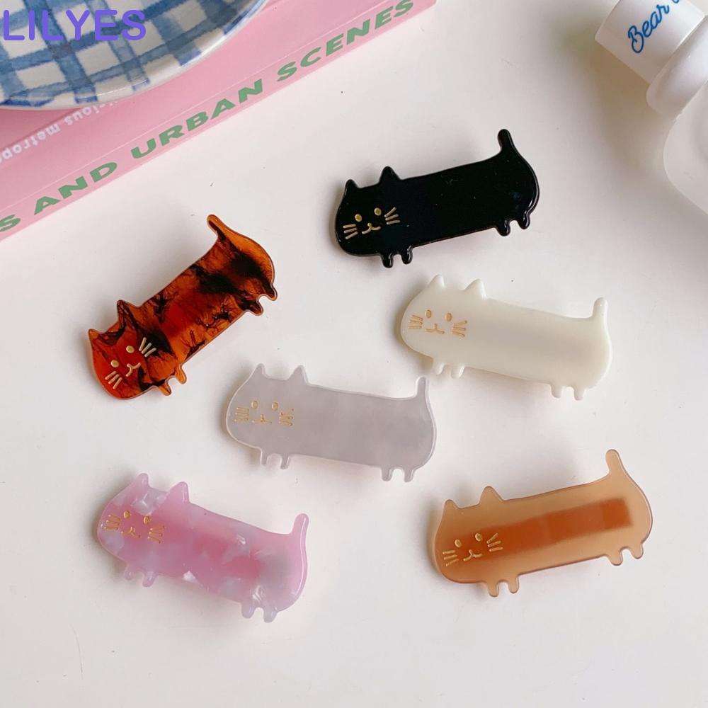 LILYES Kẹp Tóc Nhựa Họa Tiết Động Vật Hoạt Hình Phong Cách Hàn Quốc Cổ Điển Ngọt Ngào Cho Nữ