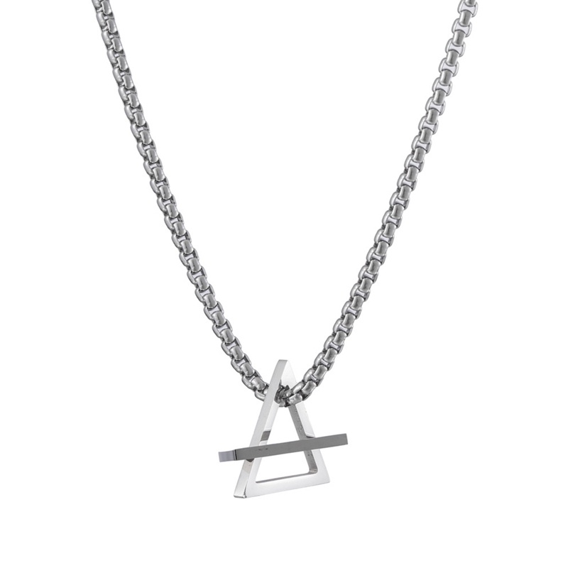 Ygt Rendy Vòng cổ Mặt Tam Giác / Vuông Bằng Thép Không Gỉ Xếp Chồng Lên Nhau Phong Cách Hip Hop Đường Phố