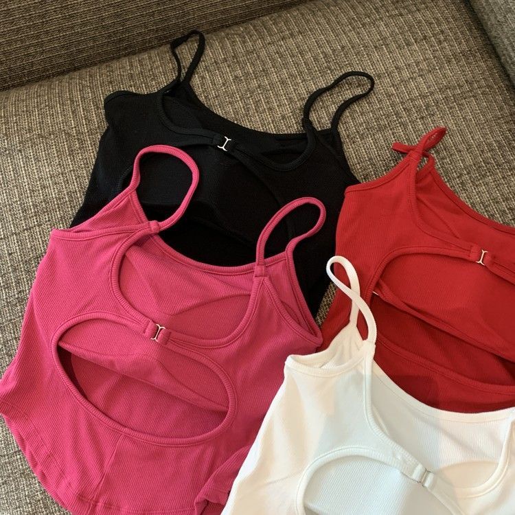 Milyfashion Áo Ngắn Hai Dây Có Đệm Ngực Màu Trơn Và Lưng Đẹp Quyến Rũ Cho Nữ