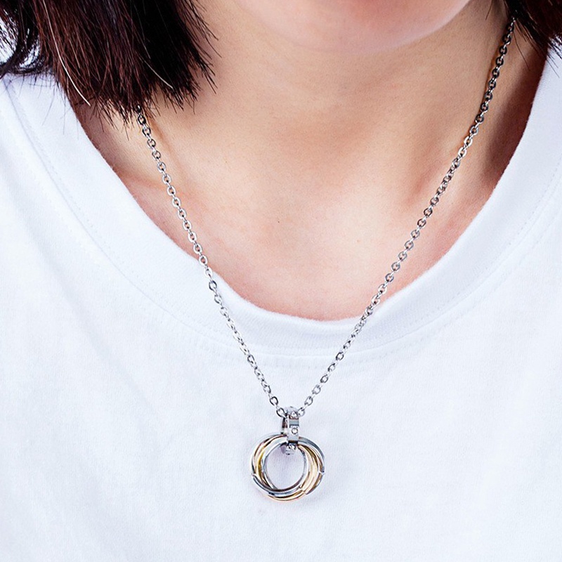 Ygt Vòng cổ Mặt Hình Chiếc Nhẫn Bằng Thép Không Gỉ Phong Cách Retro Cá Tính Cho Nam