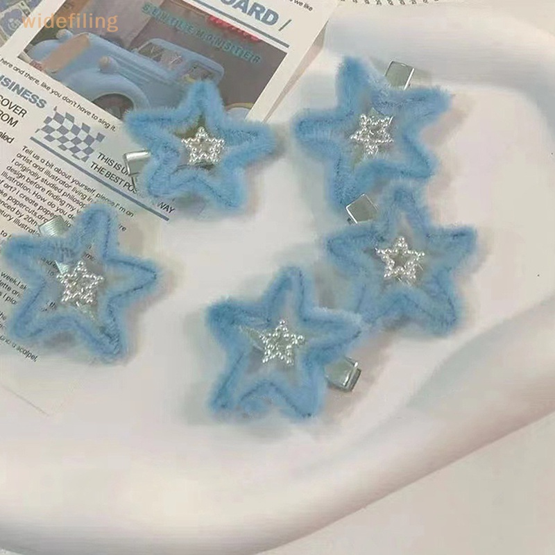 1 Kẹp Tóc Lông Nhung Hình Ngôi Sao Màu Xanh Dương Ngọt Ngào Dễ Thương Dành Cho Bé Gái Y2K 2023
