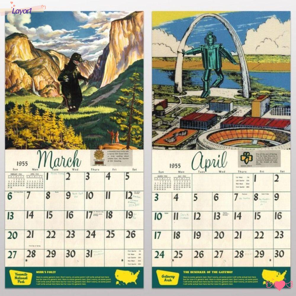 LAYOR1 Lịch Để Bàn Năm Mới Hình Khủng Long Và Mặt Trăng Nghệ Thuật