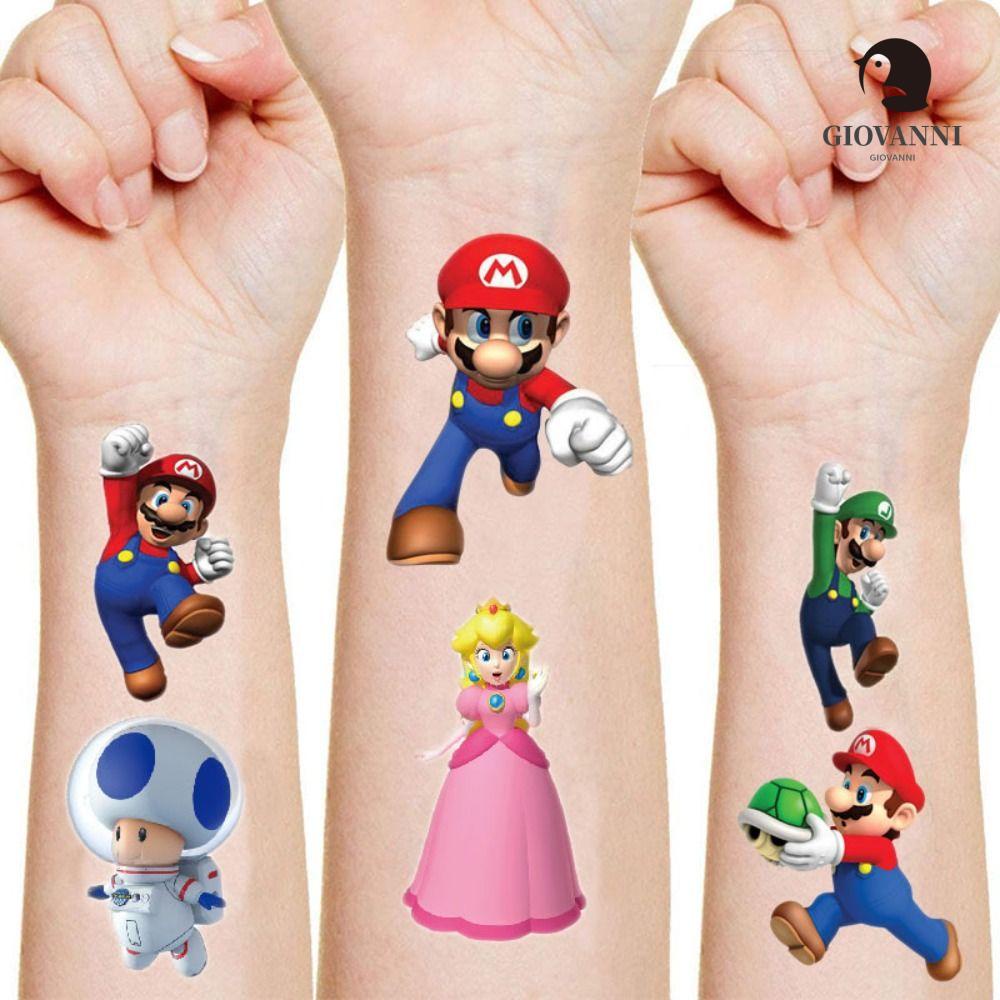 GIOVANNI Miếng Dán Hình Xăm Super Mario Dễ Thương Dùng Làm Quà Tặng Cho Bé Diy