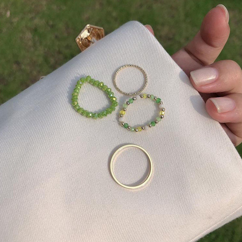 Ygt Set 4 Nhẫn Đeo Khớp Ngón Tay Co Giãn Đính Hạt Thời Trang Mùa Hè Cho Nữ