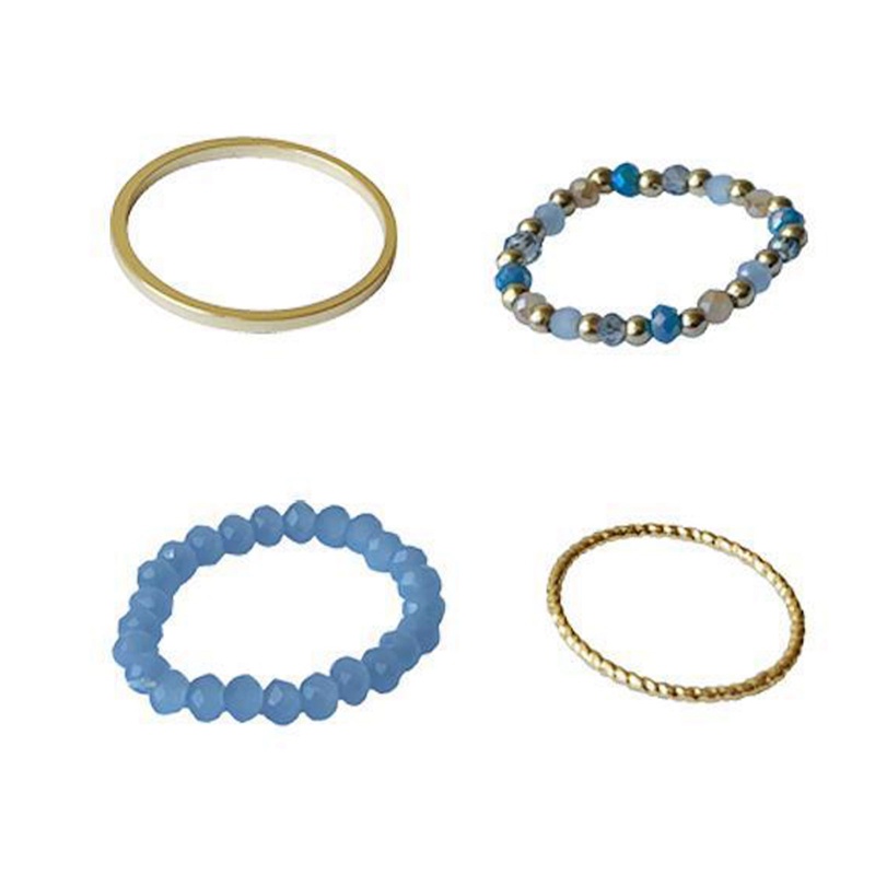 Ygt Set 4 Nhẫn Đeo Khớp Ngón Tay Co Giãn Đính Hạt Thời Trang Mùa Hè Cho Nữ
