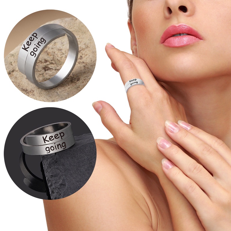 Ygt Nhẫn Thép Không Gỉ Màu Bạc Khắc Chữ Tiếng Anh Giữ Điều Chỉnh Được Thời Trang Thích Hợp Làm Quà Tặng Tiệc