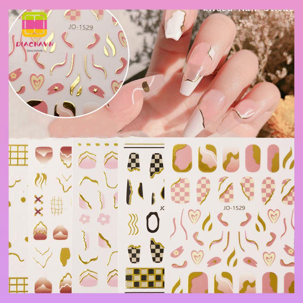 DIACHAVN Sticker Dán Móng Hoạ Tiết Lưới Mới